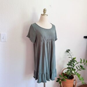 Umgee Sage Green linen blend mini dress